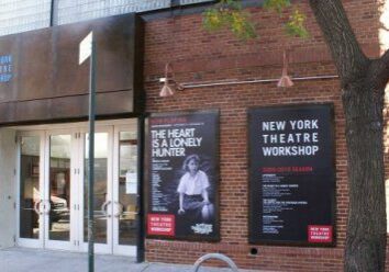 New York Theatre Workshop entrance with posters.